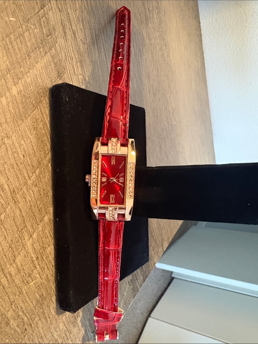 Red Crystal-Accent Women's Dress Watch -